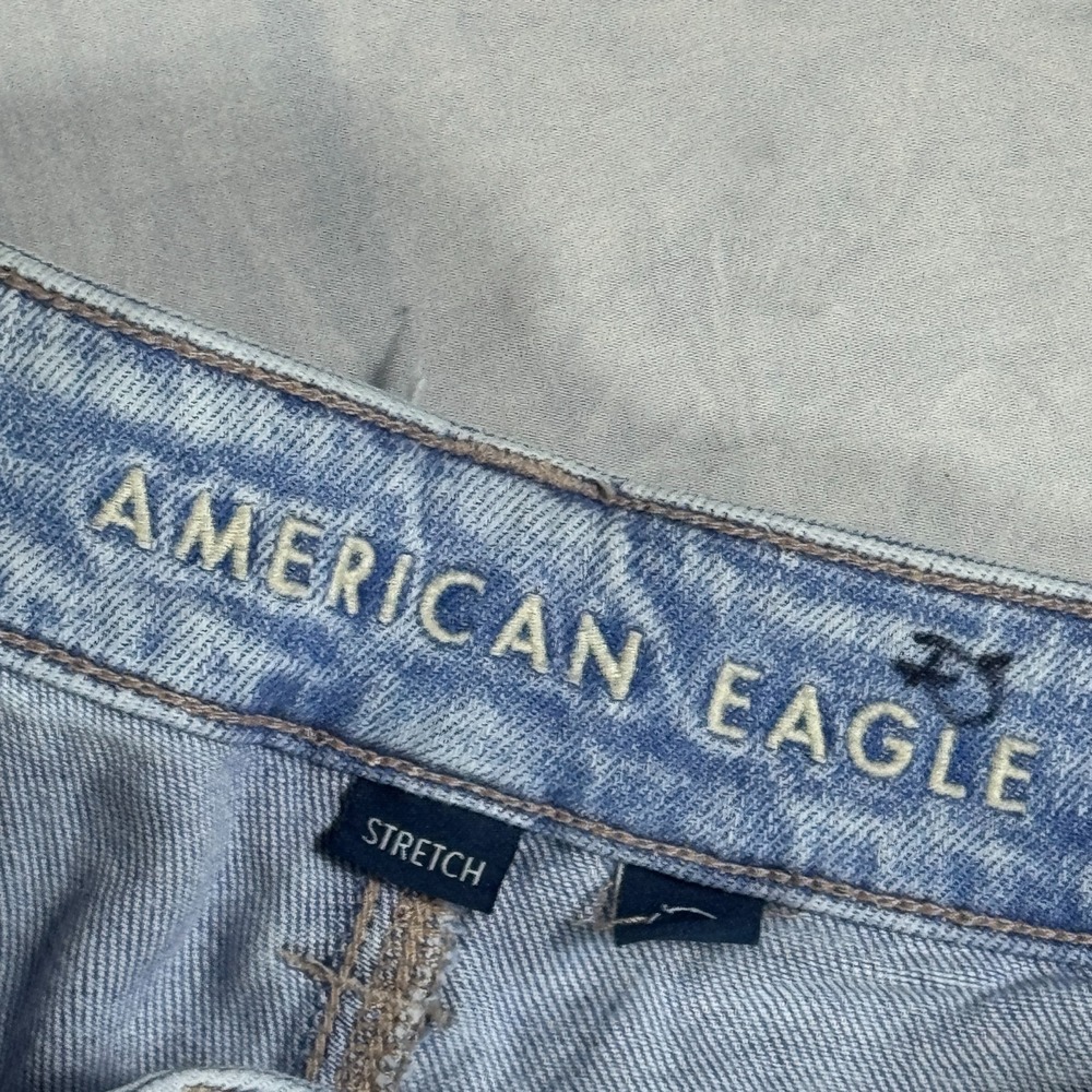 American Eagle Womens Baggy Wide-Leg Cargo Jeans Blue‎ Denim Stretch 8 Regular - Picture 13 of 16